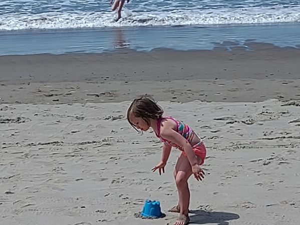 Lizzie playing in the sand
